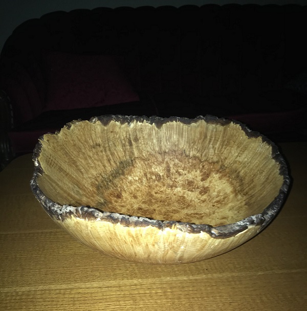 15″ Live Edge Maple Burl Bowl